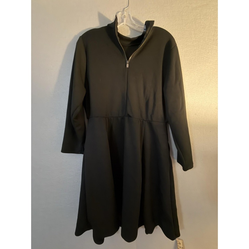 Torrid Dress Womens 1 Black Mock Neck Zip Long Sleeve Fit & Flare Pockets